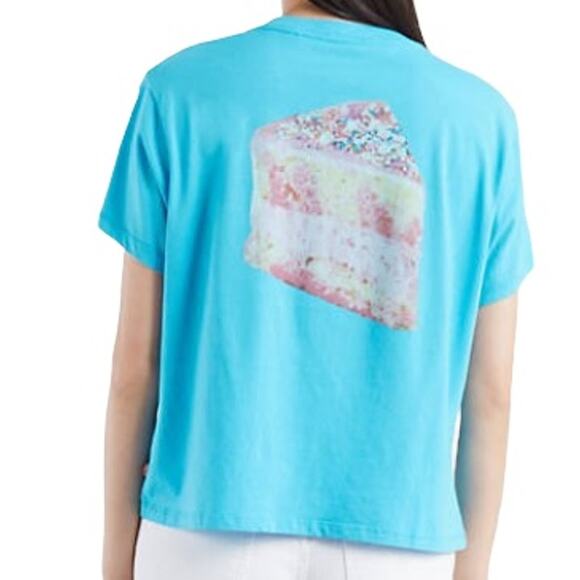 LEVI'S Aqua Cake Graphic Short Sleeve Crew Neck T-shirt Tee Cotton Unisex XS - Picture 2 of 13